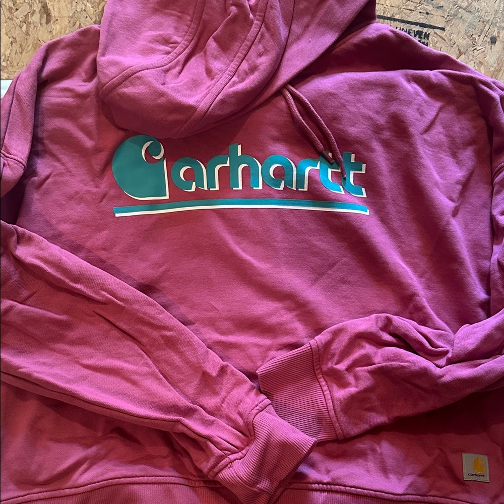 Carhartt Fuchsia Sweatshirt with Teal Logo